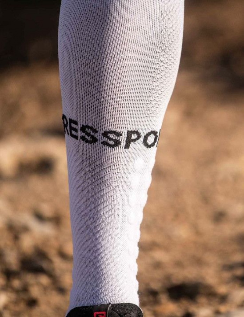 καλτσες για τρεξιμο ανδρικα Compressport Full Socks Run ασπρα | HAQJF-8275