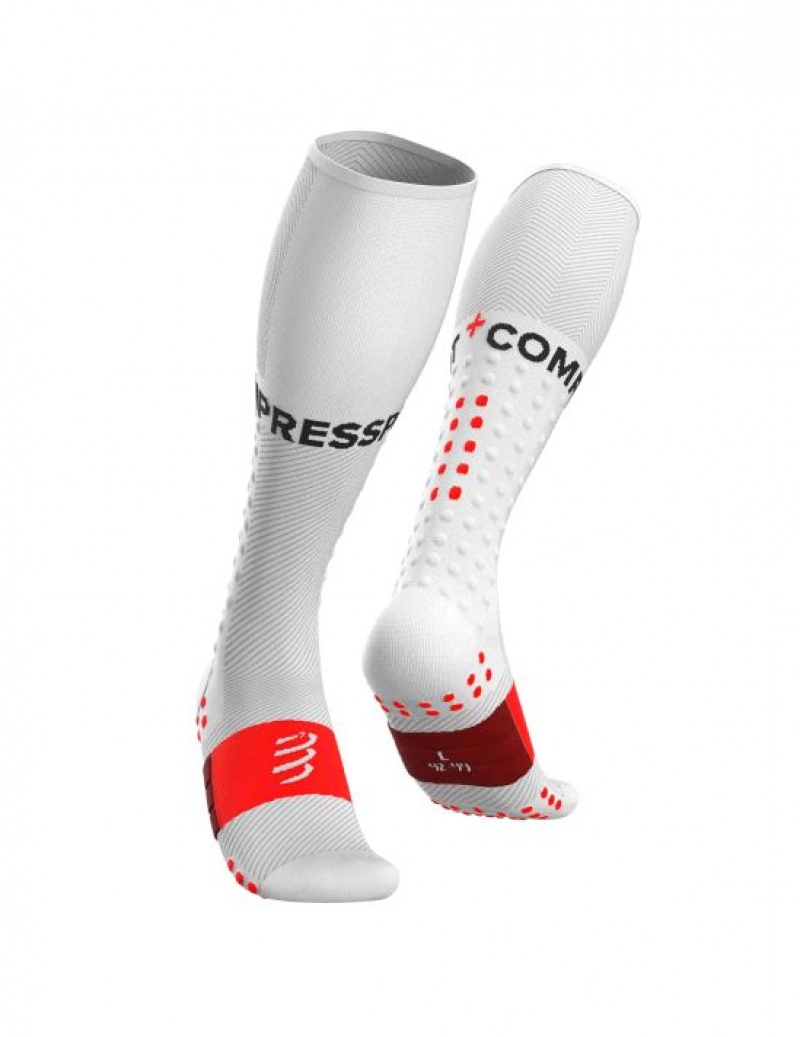 καλτσες για τρεξιμο ανδρικα Compressport Full Socks Run ασπρα | HAQJF-8275