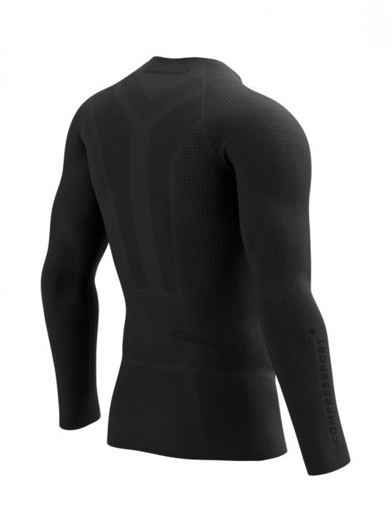 πουκάμισα για τρέξιμο ανδρικα Compressport On/Off Base Layer LS Top M μαυρα | NYRJH-7684