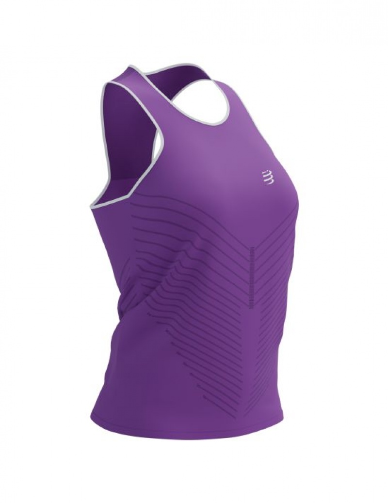 πουκάμισα για τρέξιμο ανδρικα Compressport Performance Singlet W μωβ | WNIUT-1859