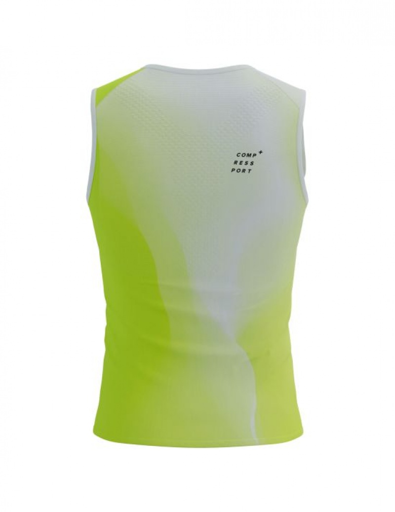 πουκάμισα για τρέξιμο ανδρικα Compressport Performance Tank M κίτρινα | WXUGO-0385