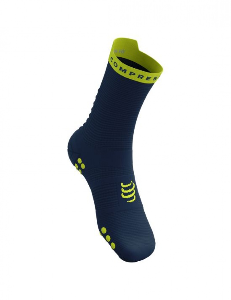 καλτσες για τρεξιμο ανδρικα Compressport Pro αγωνιστικα Socks v4.0 Run High πρασινο | GUIRM-2457