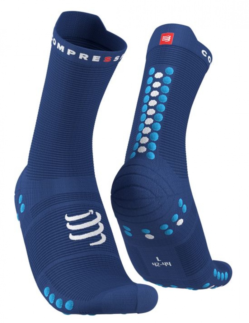 καλτσες για τρεξιμο ανδρικα Compressport Pro αγωνιστικα Socks v4.0 Run High μπλε | KHUJB-9813