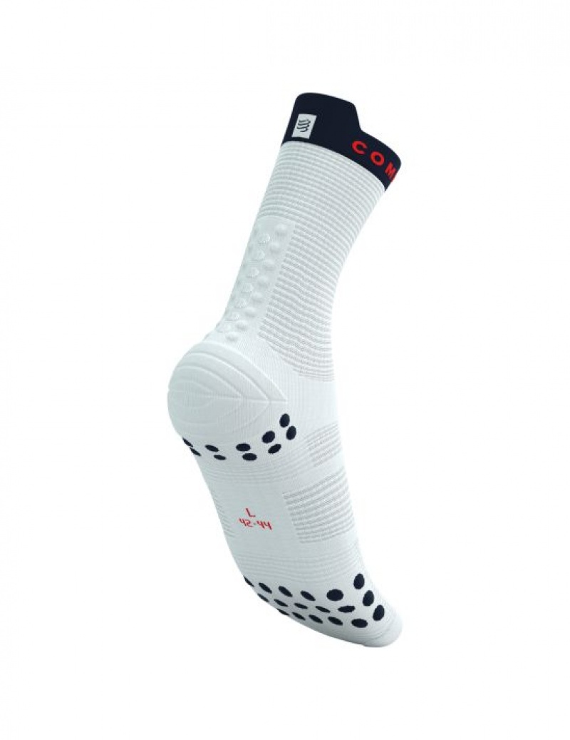 καλτσες για τρεξιμο ανδρικα Compressport Pro αγωνιστικα Socks v4.0 Run High ασπρα | BTZKN-1054