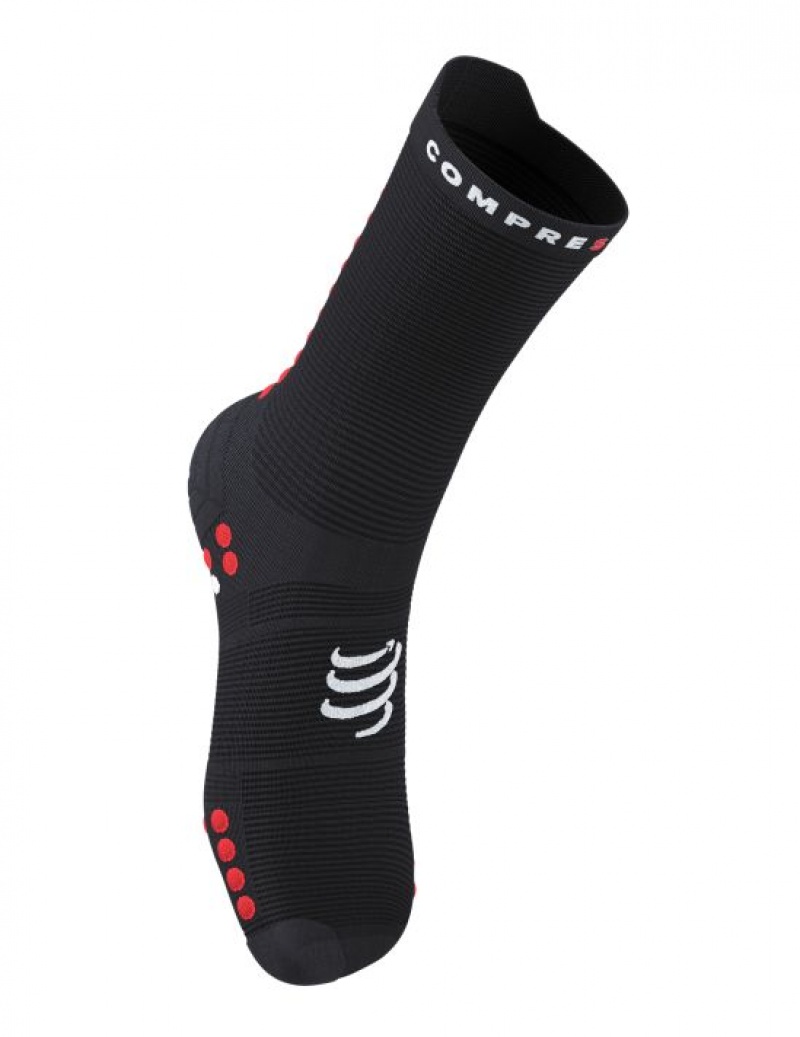 καλτσες για τρεξιμο ανδρικα Compressport Pro αγωνιστικα Socks v4.0 Run High μαυρα κοκκινα | NUGEO-7594