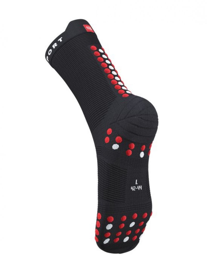 καλτσες για τρεξιμο ανδρικα Compressport Pro αγωνιστικα Socks v4.0 Run High μαυρα κοκκινα | NUGEO-7594