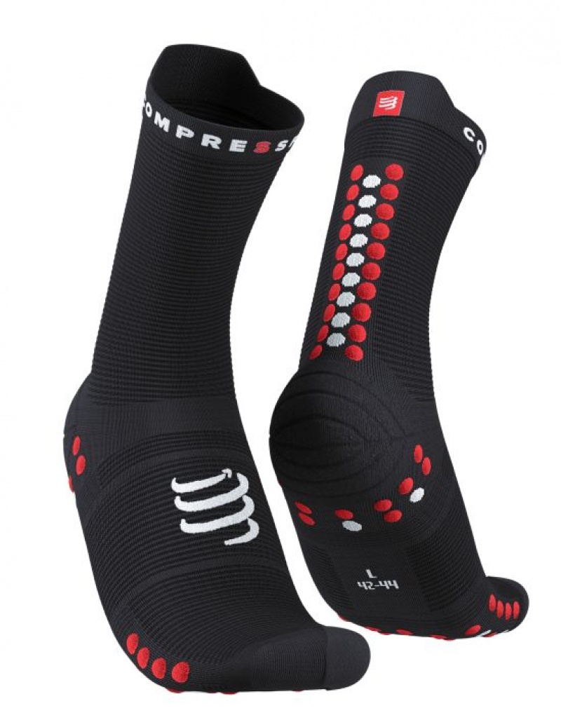 καλτσες για τρεξιμο ανδρικα Compressport Pro αγωνιστικα Socks v4.0 Run High μαυρα κοκκινα | NUGEO-7594