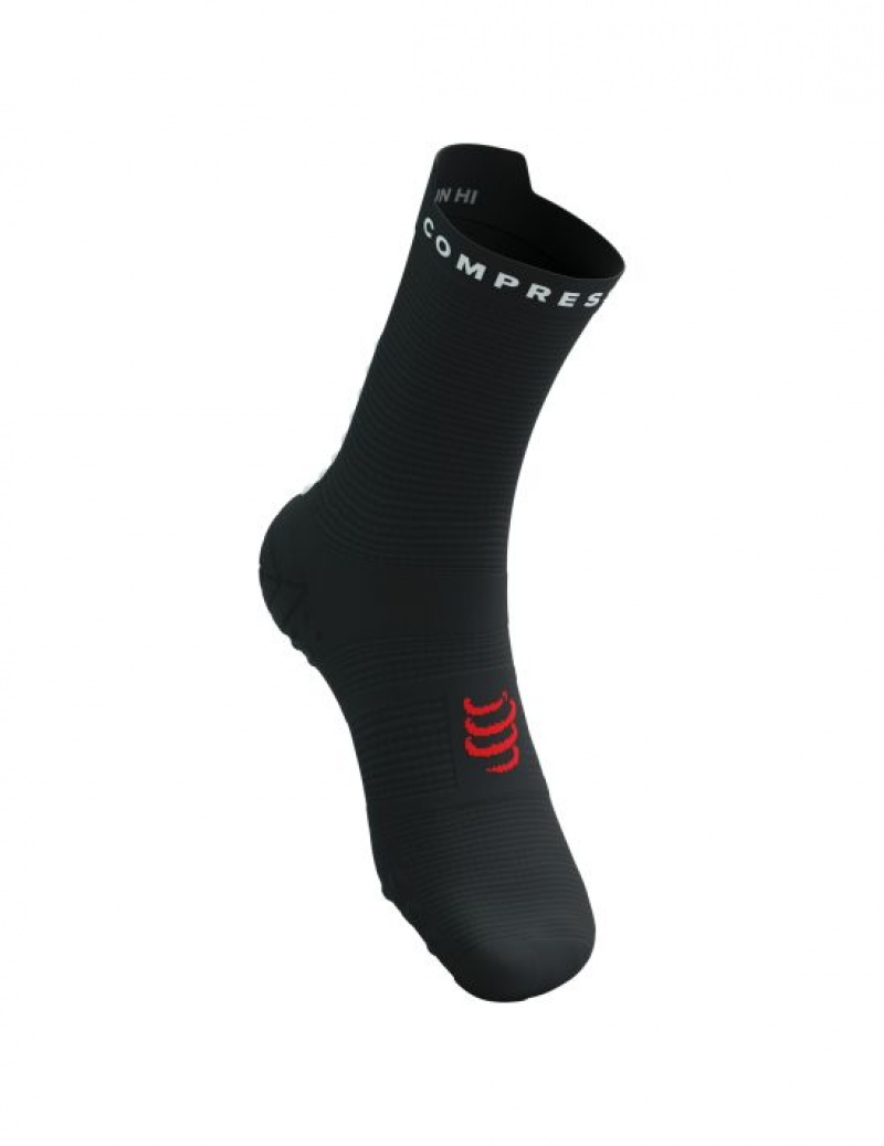 καλτσες για τρεξιμο ανδρικα Compressport Pro αγωνιστικα Socks v4.0 Run High μαυρα ασπρα | VUZHG-4270