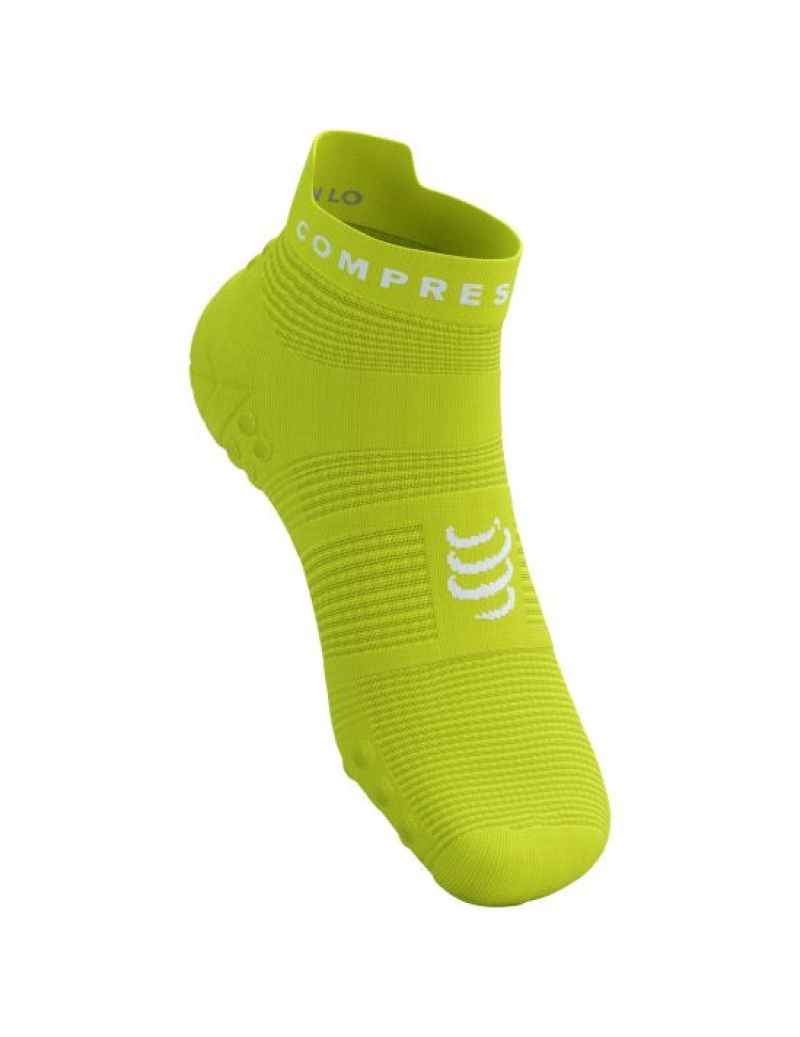 καλτσες για τρεξιμο ανδρικα Compressport Pro αγωνιστικα Socks v4.0 Run Low πρασινο ασπρα | KQIAU-0621