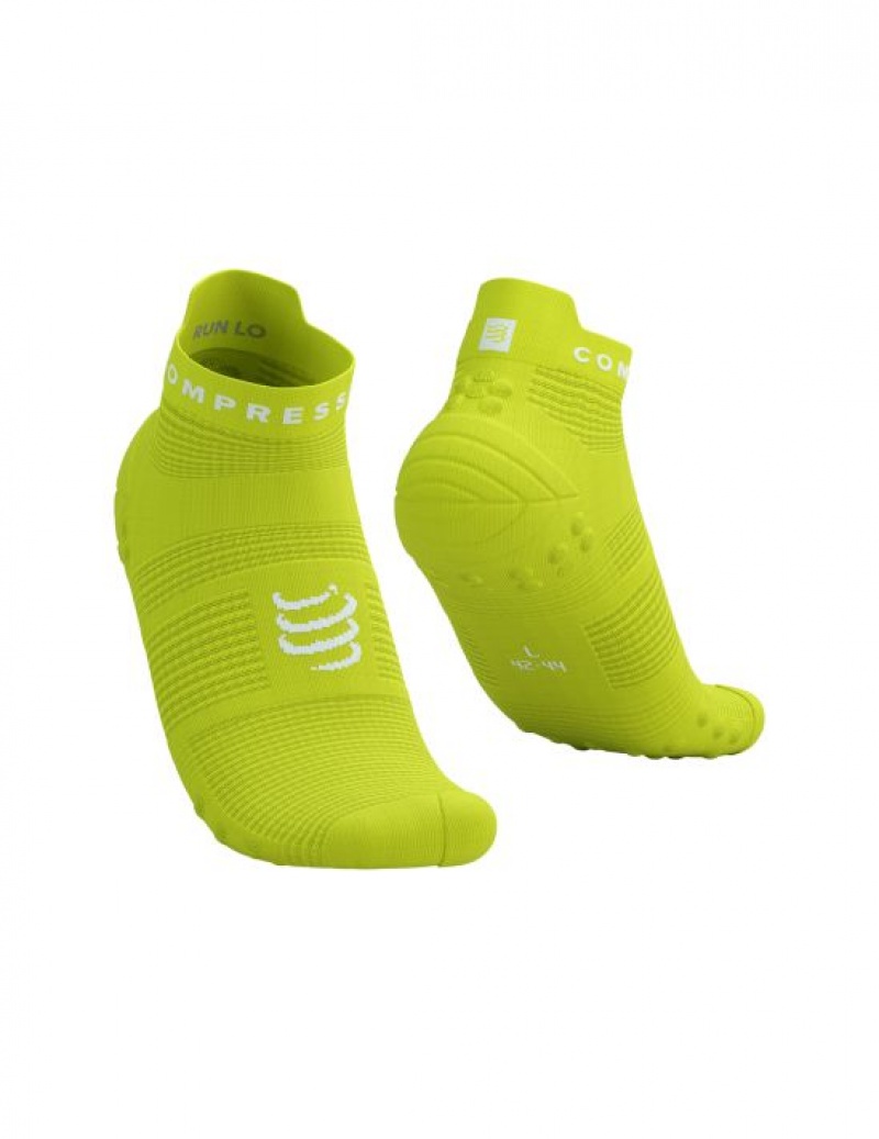 καλτσες για τρεξιμο ανδρικα Compressport Pro αγωνιστικα Socks v4.0 Run Low πρασινο ασπρα | KQIAU-0621