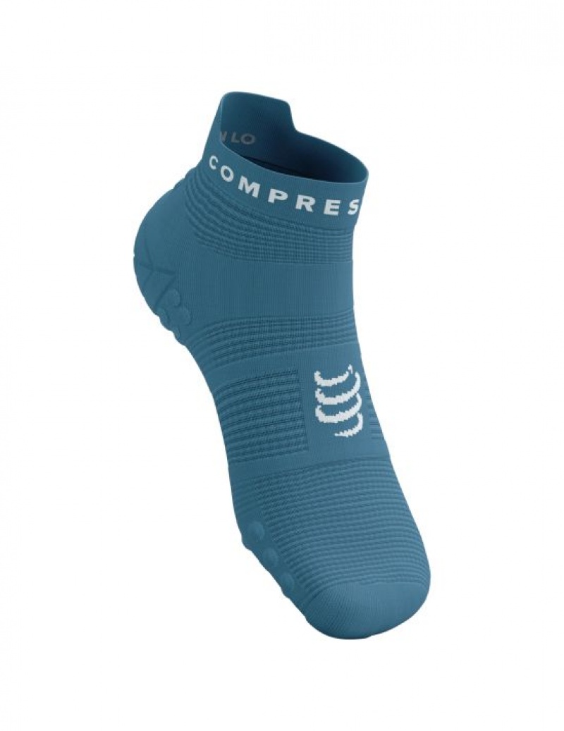 καλτσες για τρεξιμο ανδρικα Compressport Pro αγωνιστικα Socks v4.0 Run Low μπλε ασπρα | CFUJK-9741