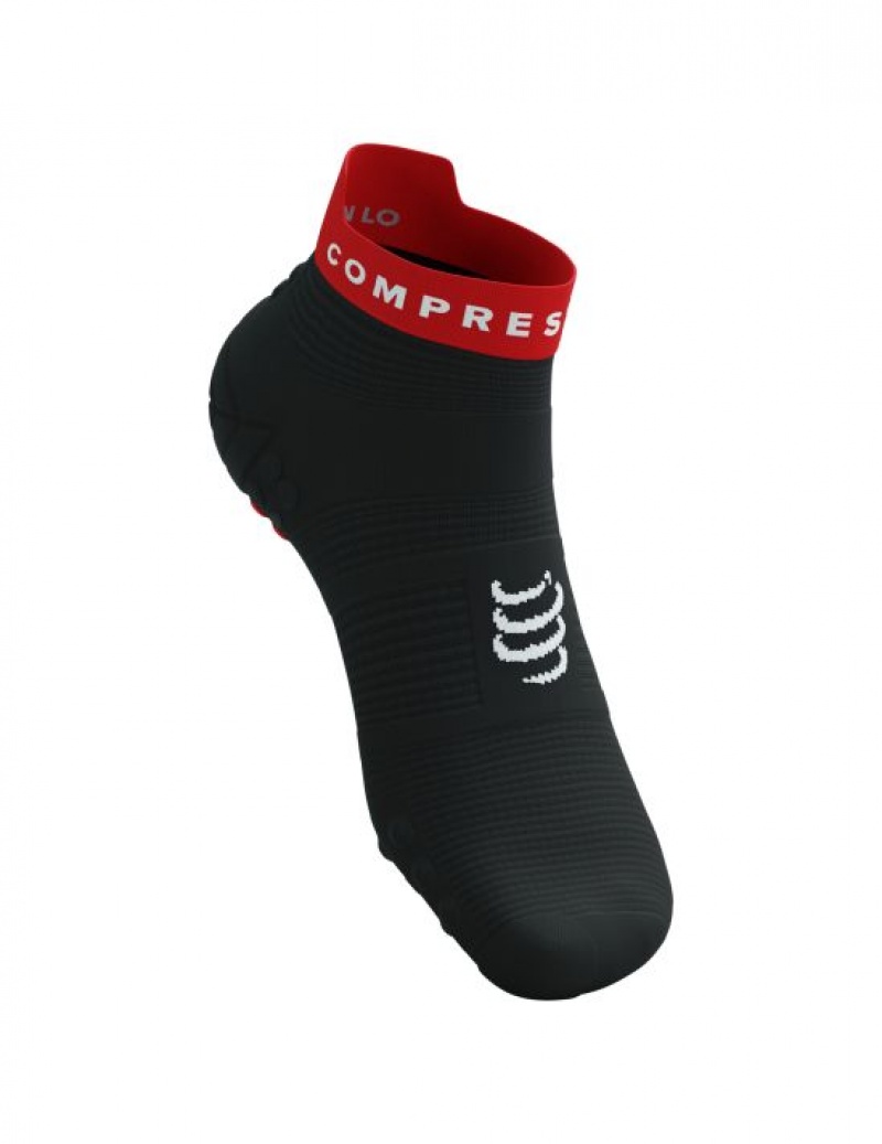 καλτσες για τρεξιμο ανδρικα Compressport Pro αγωνιστικα Socks v4.0 Run Low μαυρα κοκκινα | DGJYV-4582