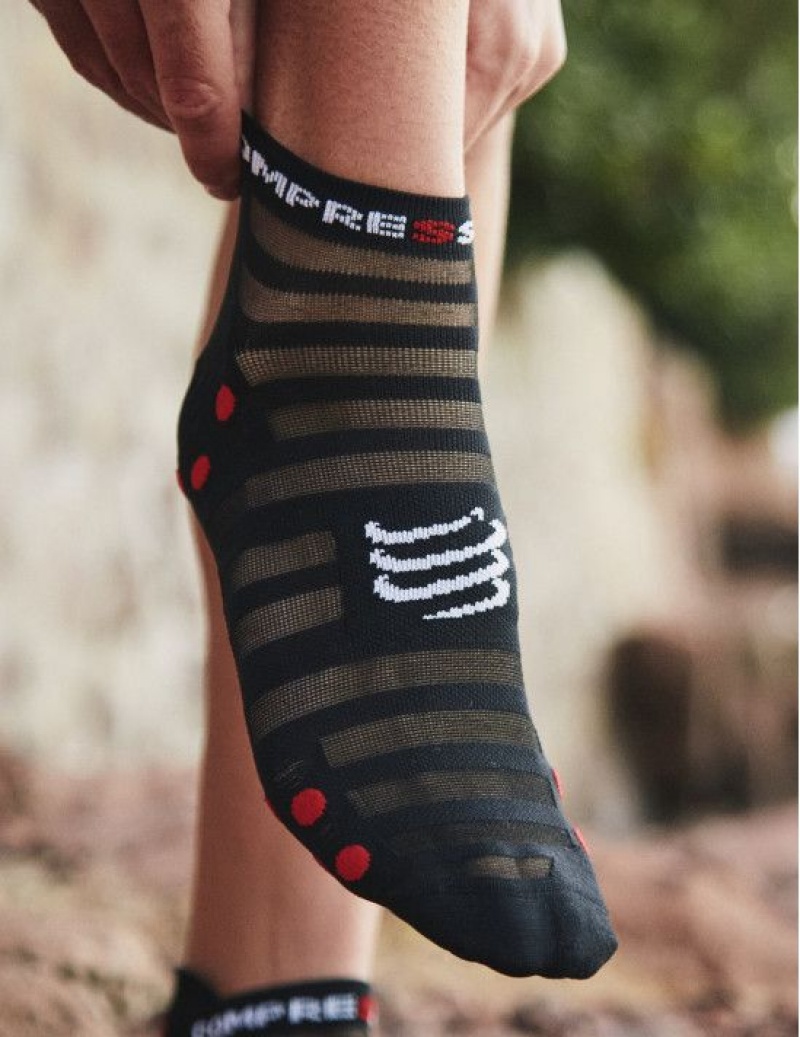 καλτσες για τρεξιμο ανδρικα Compressport Pro αγωνιστικα Socks v4.0 Ultralight Run Low μαυρα κοκκινα | CYOFJ-3072