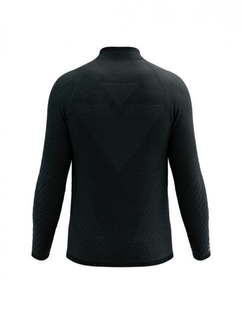 Φουτερ με Κουκουλα ανδρικα Compressport Seamless Zip Sweatshirt μαυρα | OTBNJ-6528