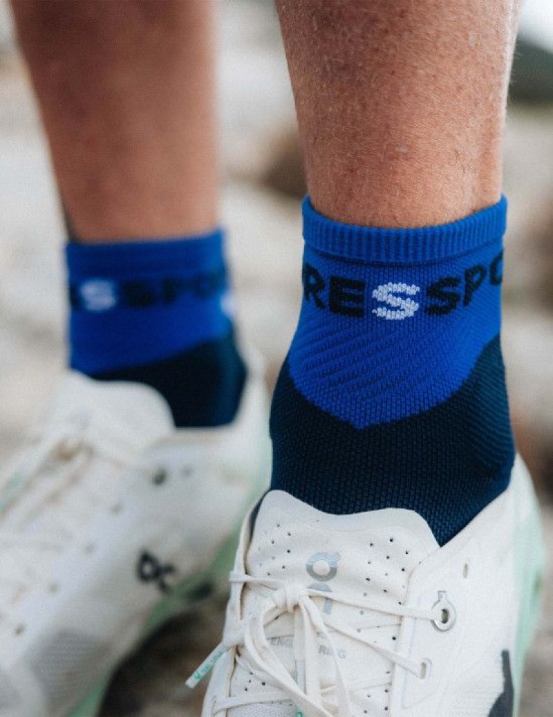 καλτσες για τρεξιμο ανδρικα Compressport Ultra Trail Low Socks μπλε | ZVJUG-4125