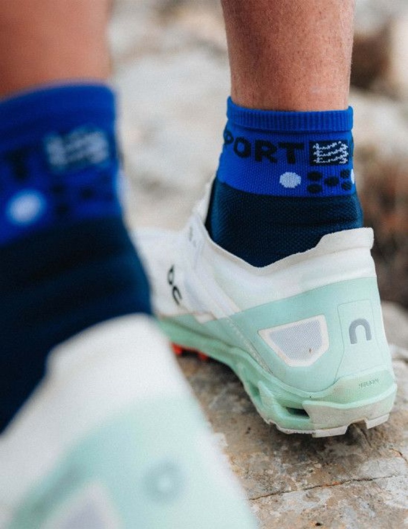 καλτσες για τρεξιμο ανδρικα Compressport Ultra Trail Low Socks μπλε | ZVJUG-4125